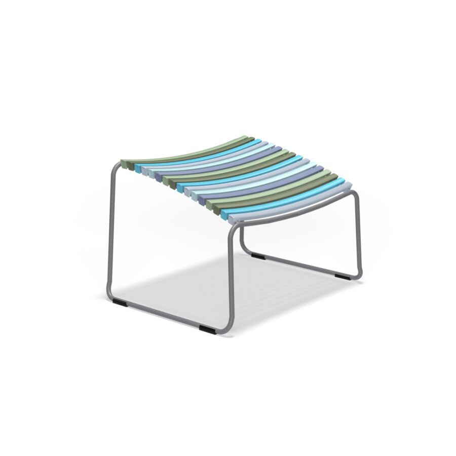 Houe "Click" Hocker, Stahlgestell grau, Kunststoff-Lamellen bunt