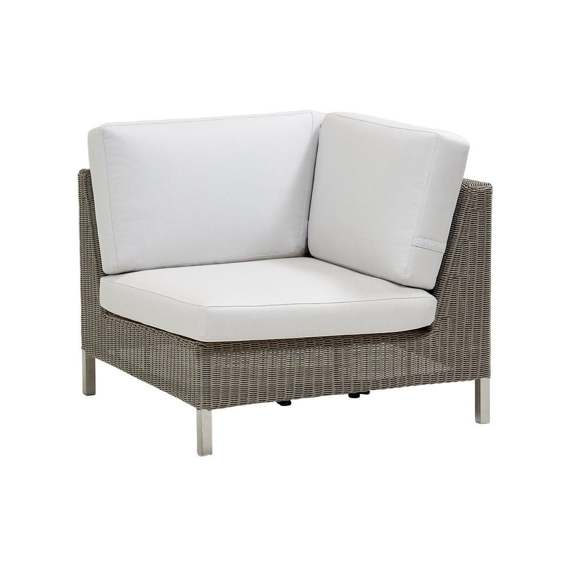 Cane-line "Connect" Eckteil, Geflecht taupe mit Kissen weiß