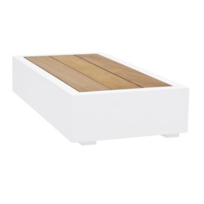 Jati&Kebon "Bari" Loungetisch klein, Aluminium weiß, Tischplatte Teakholz