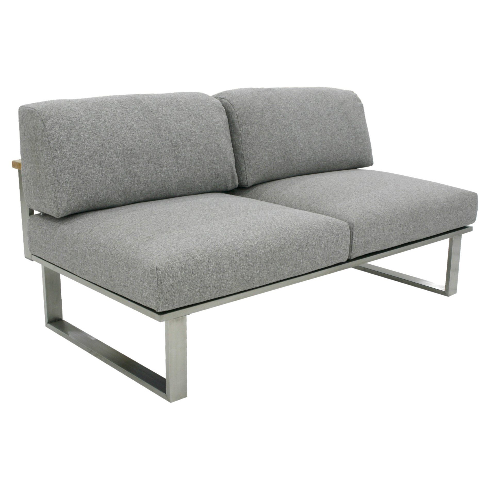 Zebra "Belvedere" 2-Sitzer Loungemodul, Gestell Edelstahl mit Teakholz, Sitzkissen Olefin grey