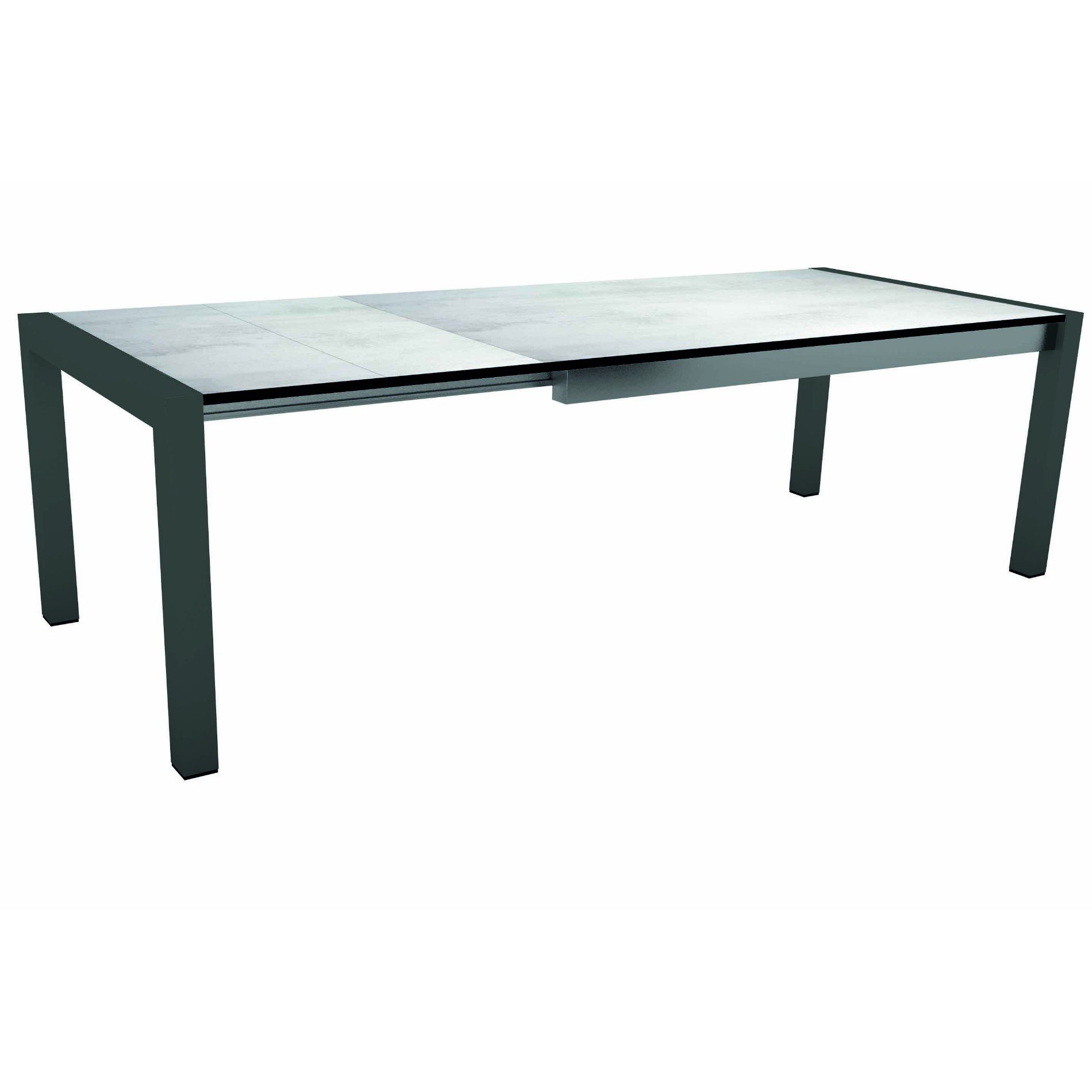 Stern Ausziehtisch "Standard", Gestell Aluminium anthrazit, Tischplatte HPL Zement hell