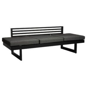 Stern Dining Bank/Lounge "New Holly", Gestell Aluminium schwarz matt, Sitzfläche Textil Leinen grau, Outdoor-Kissen (100% Polyacryl) seidenschwarz mit schnelltrocknendem Schaum