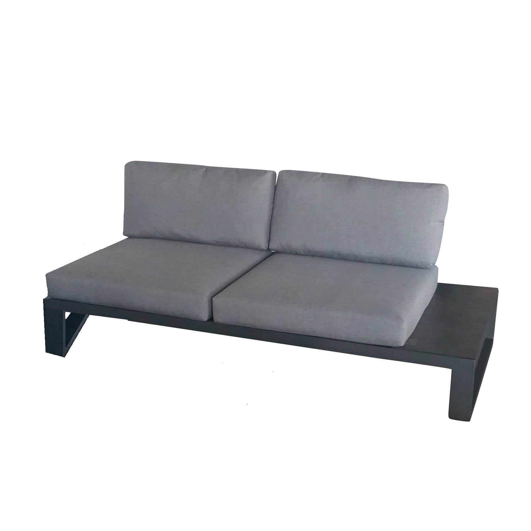 Jati&Kebon 2-Sitzer Seitenteil "Virginia", Gestell Aluminium eisengrau, seitliche Ablage links aus HPL, Polsterbezüge aus Sunbrella®