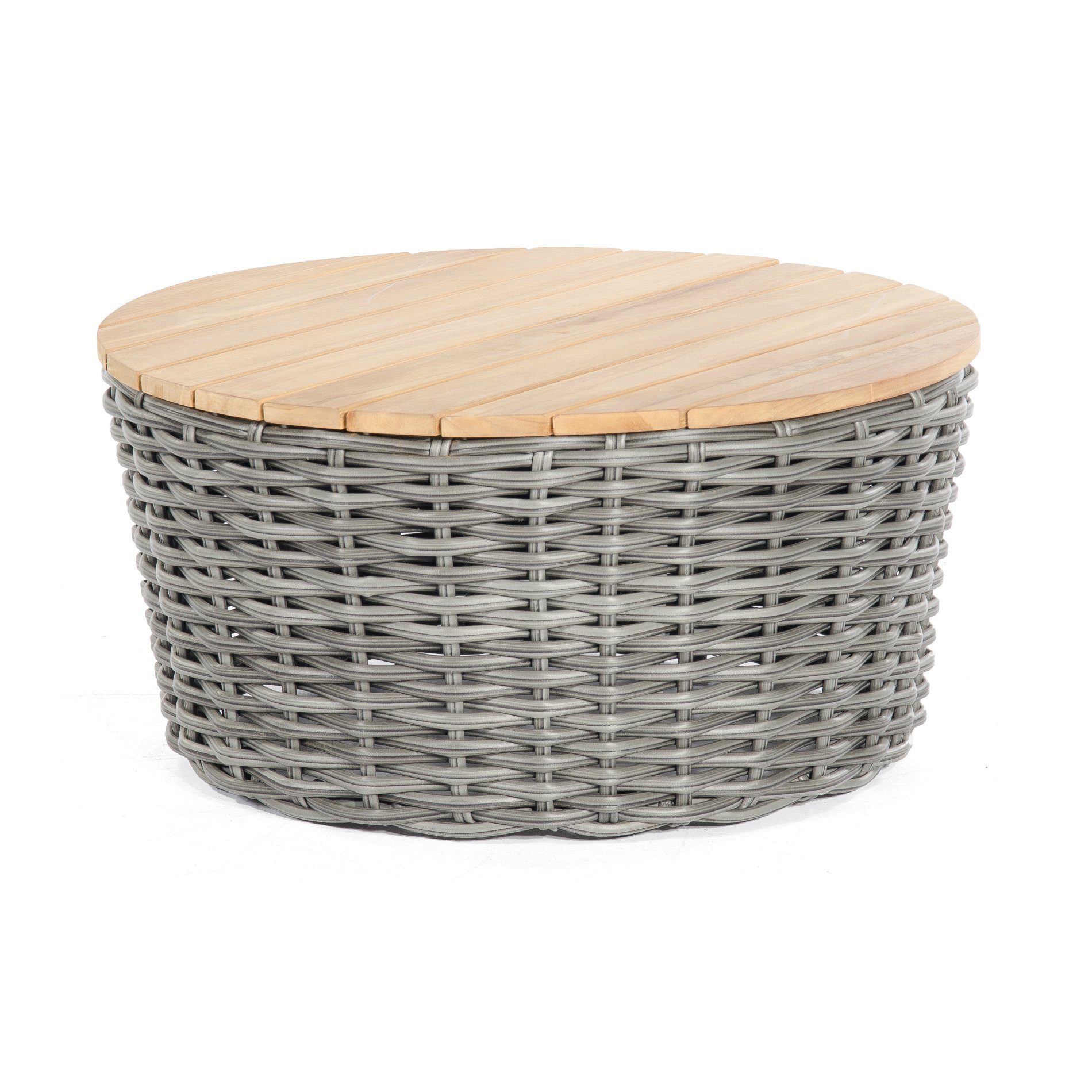 SonnenPartner Loungetisch "Sands", Gestell Aluminium, Geflecht Polyrattan Charcoal, Tischplatte Teakholz