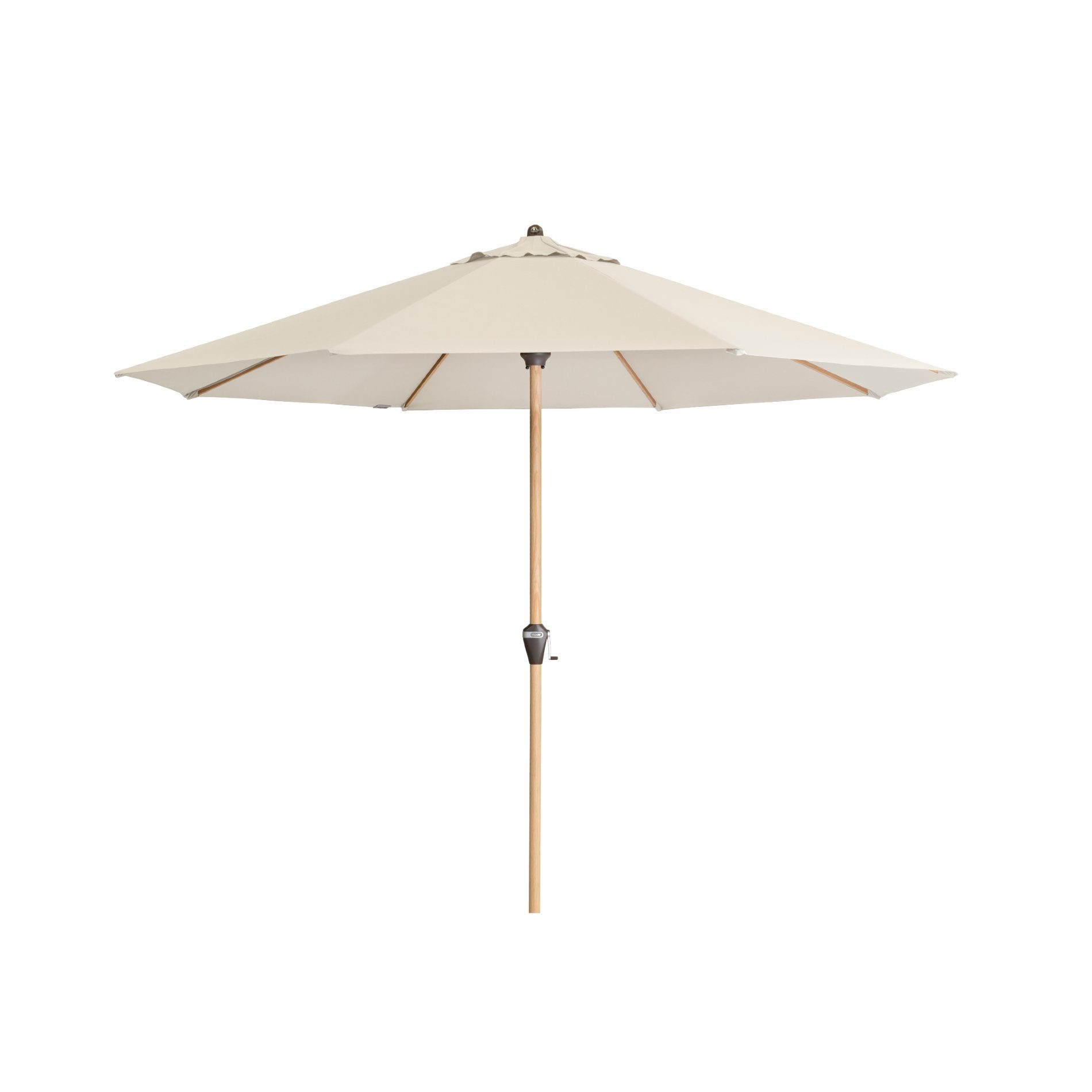Doppler "Alu Wood Ultra Mittelmast" Kurbelschirm rund 350 cm, Bezug Farbe Natur 820