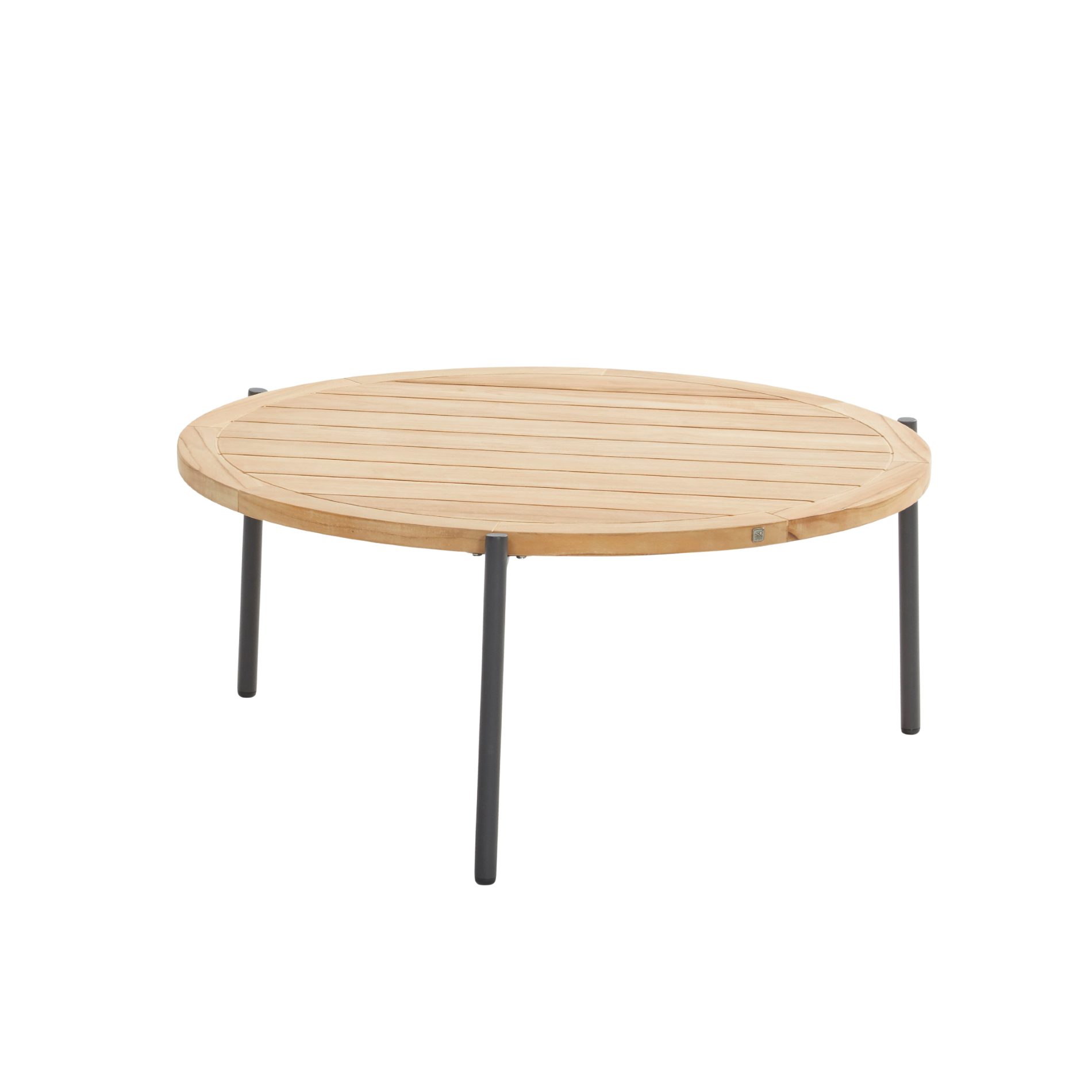 4Seasons Outdoor "Yoga" Loungetisch rund 90 cm, Gestell Aluminium anthrazit, Tischplatte Premium Teak