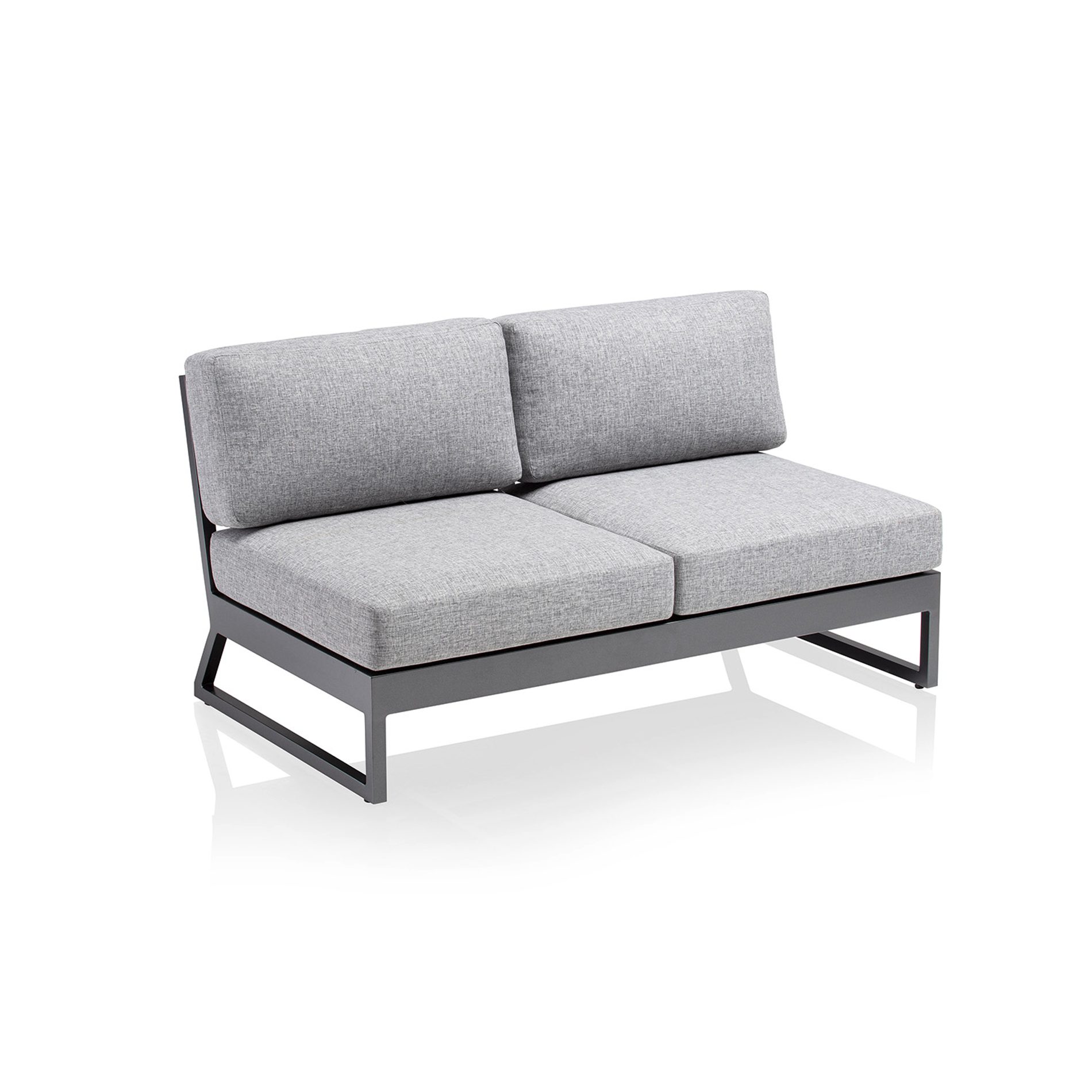 Kettler "Ocean Skid Platform" 2-Sitzer Sofa, Alu anthrazit, Bezug Olefin hellgrau meliert
