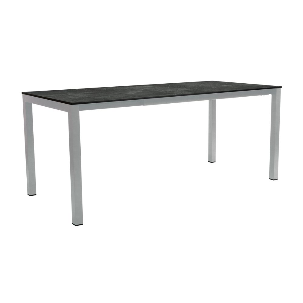 Stern Ausziehtisch, Gestell Edelstahl, Tischplatte HPL Slate, 130/180x80cm