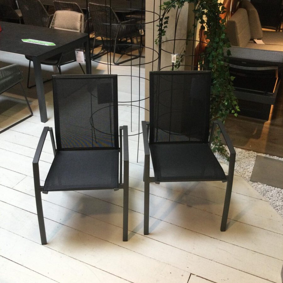 SIT Mobilia "Argentina" Hochlehner, Gestell Aluminium eisengrau, Sitzfläche Textilgewebe schwarz, Ausstellung Lauchringen
