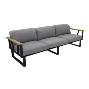 Zebra "Belvedere" 3-Sitzer Loungesofa, Gestell Edelstahl graphite mit Teakholz, Polster Tuva tweed grey (wetterfest)