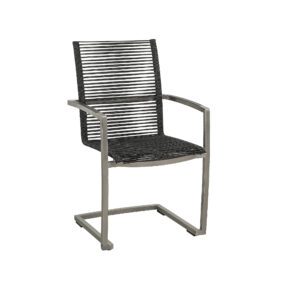 CASA DOMA "Mineo" Freischwinger, Edelstahl gebürstet, Bespannung Rope anthrazit, Armlehnen Aluminium