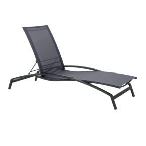 CASA DOMA "Mineo" Sonnenliege, Gestell Edelstahl anthrazit, Liegefläche Textilgewebe Sunproof® Sling schwarz/silber, Armlehnen Aluminium schwarz