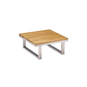 CASA DOMA "Aragona" Loungetisch 72x72cm, Höhe 33cm, Edelstahl gebürstet, Tischplatte Teak