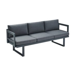 CASA DOMA "Aragona DINING" 3-Sitzer Loungesofa, Gestell Alu anthrazit, Polster Tuvatextil® Panama grafito