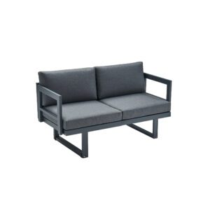 CASA DOMA "Aragona" 2-Sitzer Loungesofa, Gestell Alu anthrazit, Polster Tuvatextil® Panama grafito