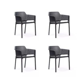 NARDI "Net" Stapelstuhl, Gestell und Sitzfläche Kunststoff anthrazit