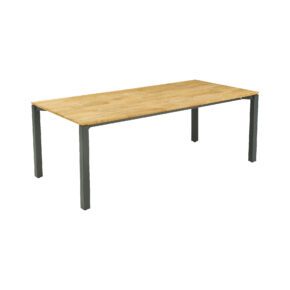CASA DOMA "Campana" Gartentisch 210x100cm, Edelstahl anthrazit, Tischplatte Teak