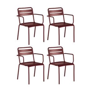 Emu "Star" Stapelstuhl, Gestell und Sitzfläche Stahl rot, 4er-Set