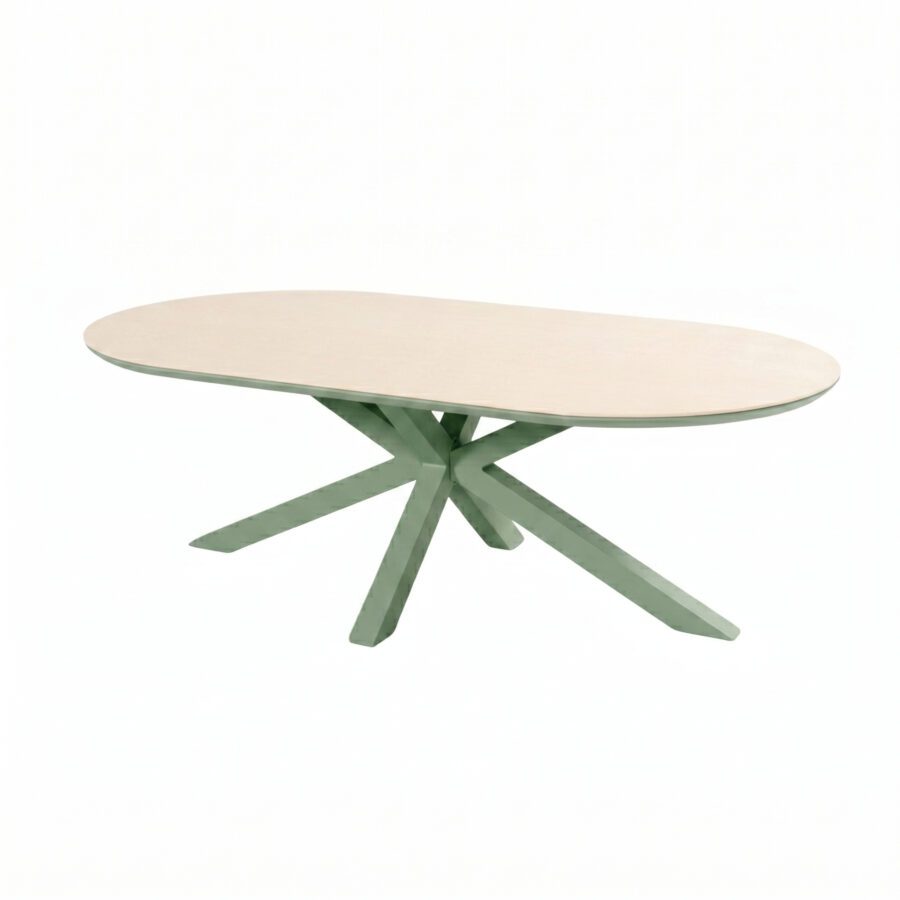Hartman "Granada" Gartentisch 220×120 cm, Gestell Aluminium soft green, Tischplatte Keramik beige