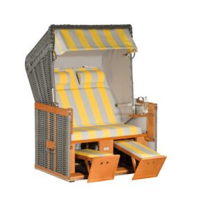 Sonnenpartner Strandkorb "Konsul", 2-Sitzer, Polyrattan onix, Markisenstoff Dessin 63 und uni hellgrau