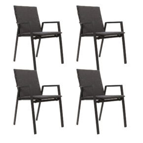 Lesli Living "Tarragona Negro" Stapelstuhl, Gestell Aluminium charcoal, Sitzfläche Textilen schwarz-grau, Armlehnen Aluminium, Auflage anthrazit